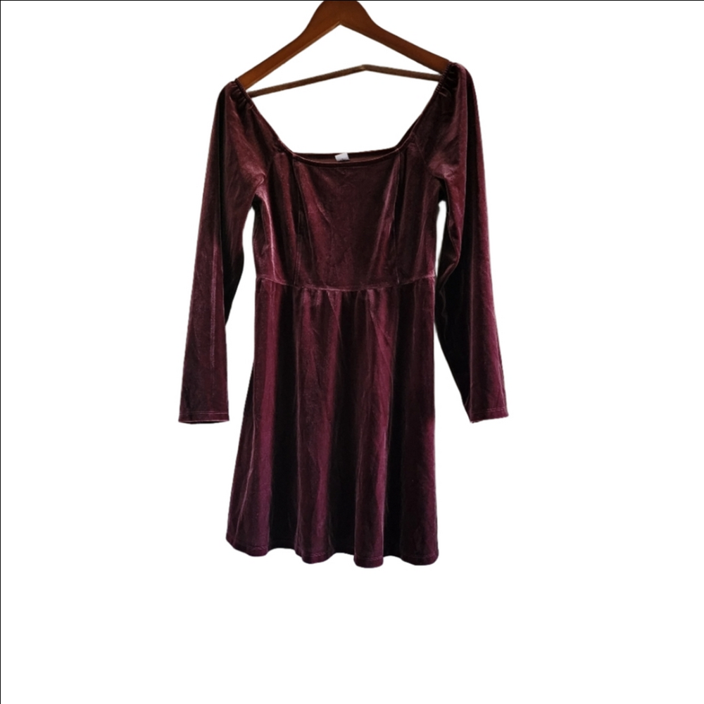 Old Navy Velvet Dress in Deep Burgundy